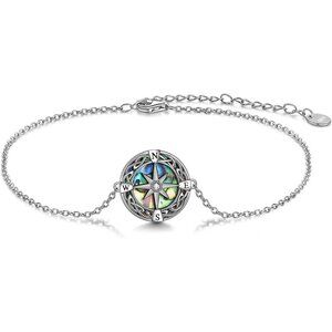 Sterling Silver Lighthouse Compass Bracelet for Women Abalone Shell Gift